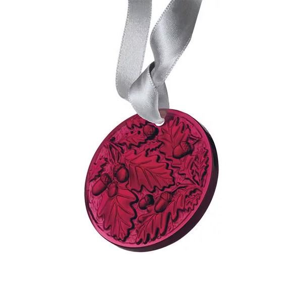 Lalique Crystal Chene Red Crystal Annual Holiday Ornament