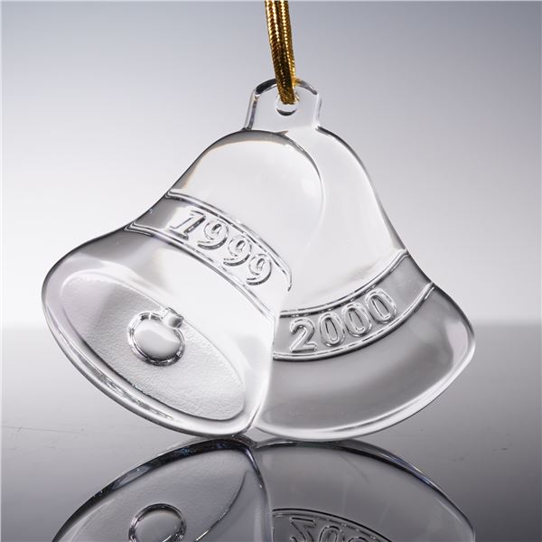 Orrefors Clear Crystal Millennium Bell Ornament with Box
