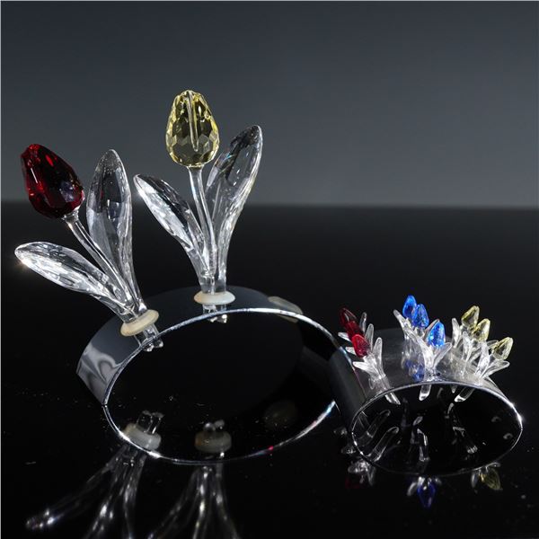 5pc Swarovski Crystal Figurines and Bases, Tulips