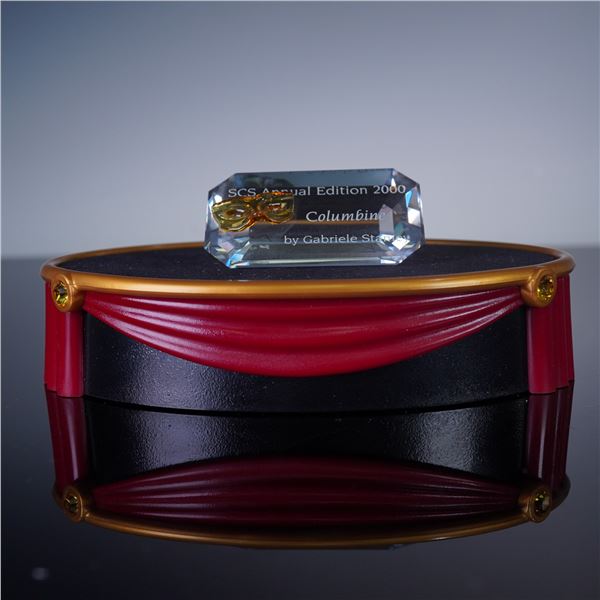 2pc Swarovski Crystal Masquerade Plaque and Stand, Columbine 2000