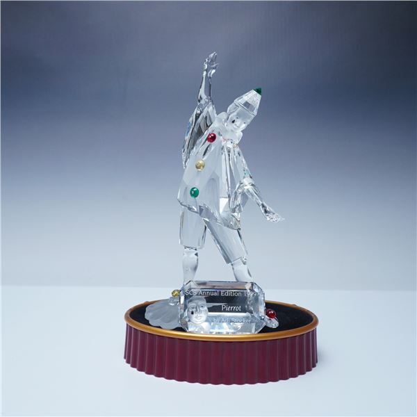3pc Swarovski Crystal Pierrot Figurine, Plaque & Base