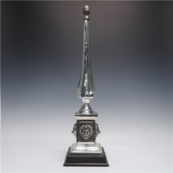 Monumental Silvered Lion-Head Obelisk Finial
