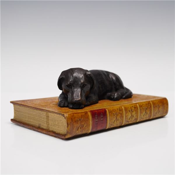 Dog on Faux Book Figurine Paperweight