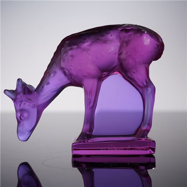 Lalique France Purple Crystal Deer Figurine