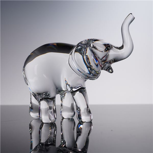 Baccarat Clear Crystal Elephant Figurine with Box