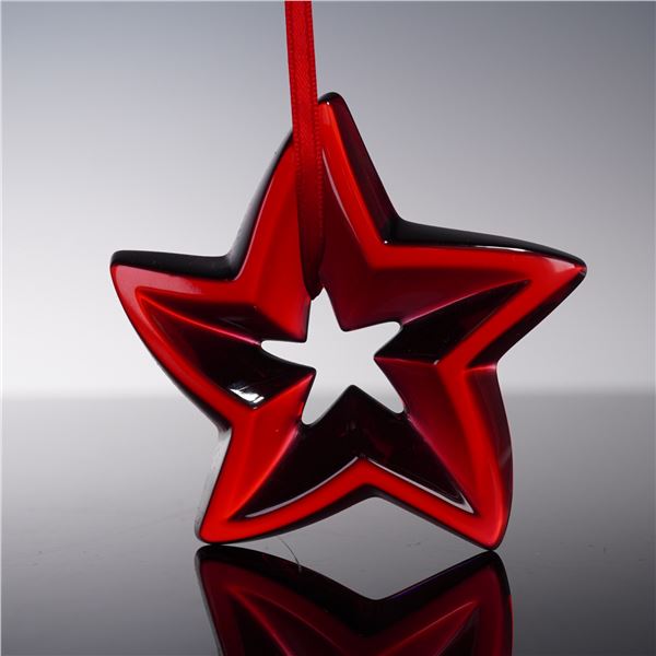 Baccarat Red Crystal Star Ornament with Box