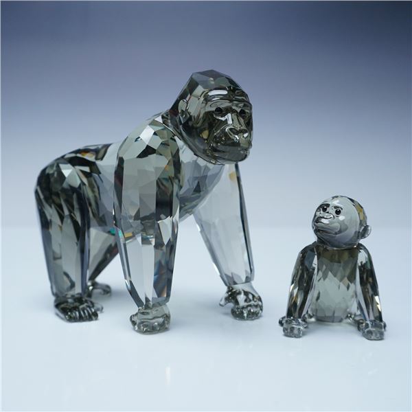 Swarovski Crystal Figurine, SCS Gorilla Mother and Baby