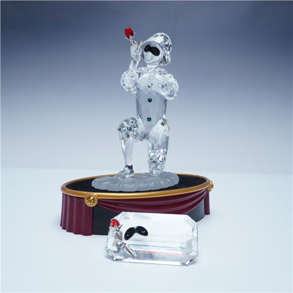Swarovski Crystal Figurine, Masquerade Harlequin with Base and Plaque