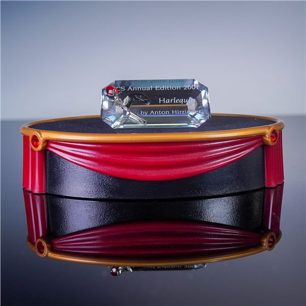 2pc Swarovski Crystal Masquerade Plaque and Stand, Harlequin 2001