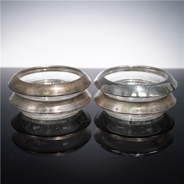 4pc Frank M. Whiting Sterling Silver and Glass Coasters
