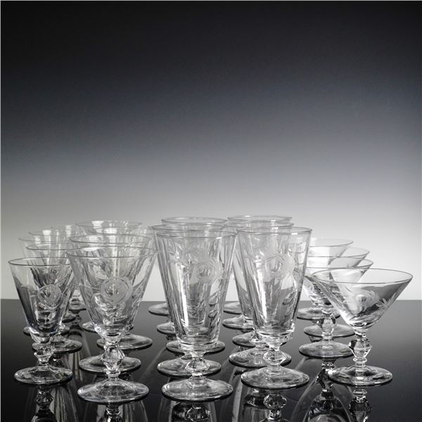 24pc Assortment of Glastonbury - Lotus Glassware, Arbor Rose