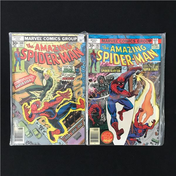 LOT OF 2 AMAZING SPIDERMAN COMICS #167 AND #168 - MARVEL COMICS