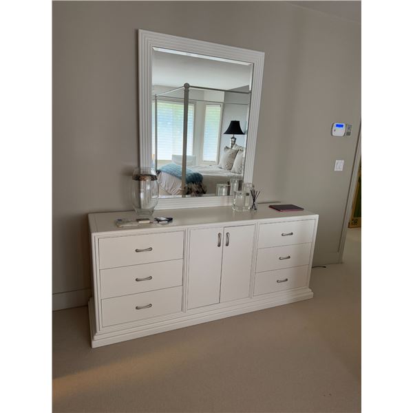 Dresser and mirror 70 inches long and a half inches deep 30 inches tall children's log bed with bedd