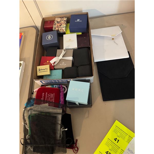 Empty jewelry boxes, and bags