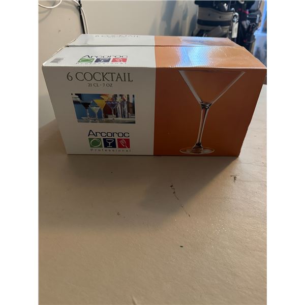 Six martini glasses