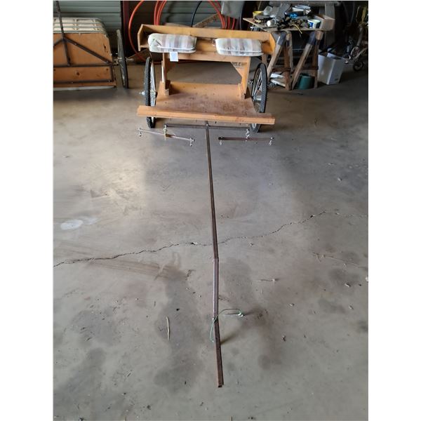 Two Person Bench Seat Mini Horse Chariot - 36" L x 48" W x 36" T - 26" Tires - Pole length 84"