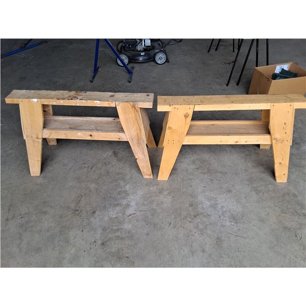 (2) Wooden Saw Horses - 37" L x 15.5" W x 23.5" T