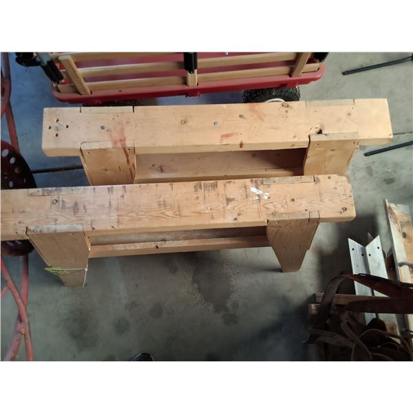 (2) Wooden Saw Horses - 37" L x 15.5" W x 23.5" T