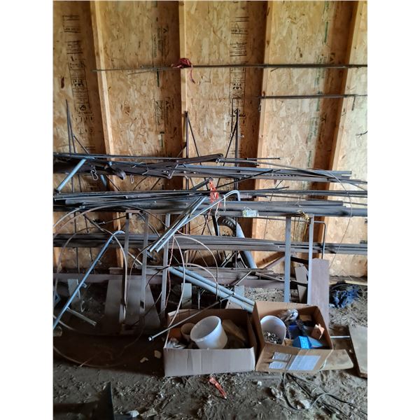 Rack of Metal: Square, Rods, Rectangle, Misc - Approx Lengths Are: 122" Long and Under 