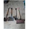 Image 1 : (4) Shovels: Square Mouth, Grain, Spade, Snow