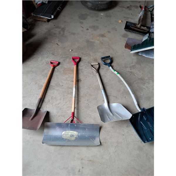 (4) Shovels: Snow, Grain, Square Mouth