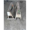 Image 1 : (2) Wooden Sawhorses - One Has Wheels
