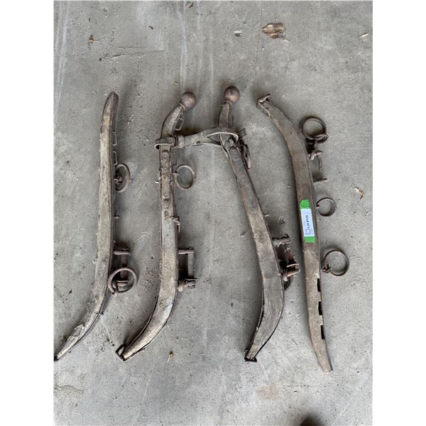 (4) Antique Wood & Metal Yoke Plow Hames