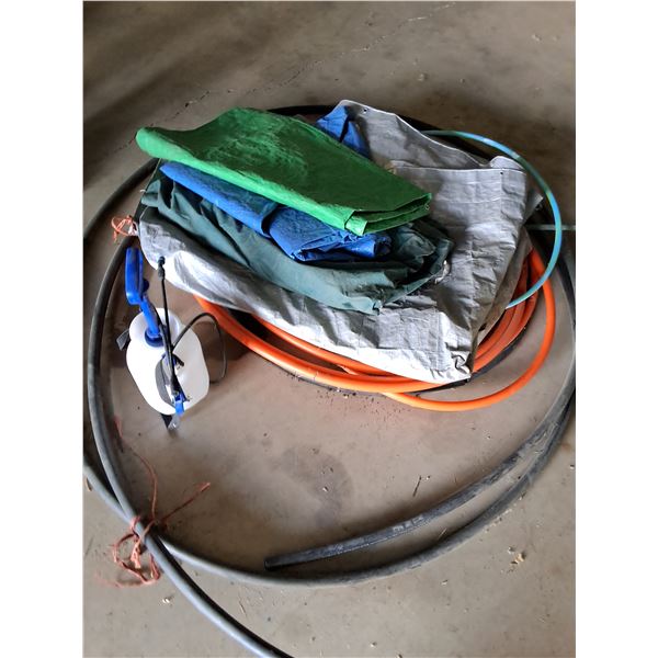 Water Pipe LIne (1" & 3/4), (4) Tarps, Power Fist Sprayer - 4L - Sprayer Handle Broken