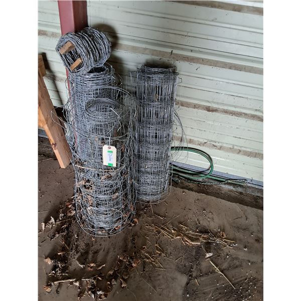 (3) Partial Rolls Game Wire & (1) Barbed Wire Roll (Partial)