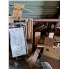 Image 2 : Assorted Lumber: Plywood, Fence Posts, Metal Oil Barrel, Wood Chopping Block, Misc