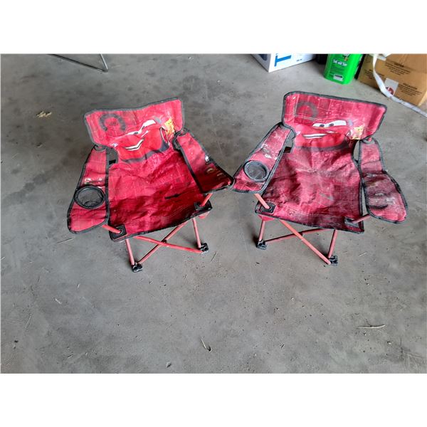 (2) Children's Cars Lighting McQueen Lawn Chairs