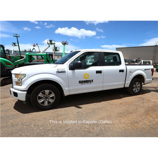 (867252) 2015 Ford F150 Pickup Truck Lic. 516TWW, 87523 Miles (Starts & Runs - See Video)