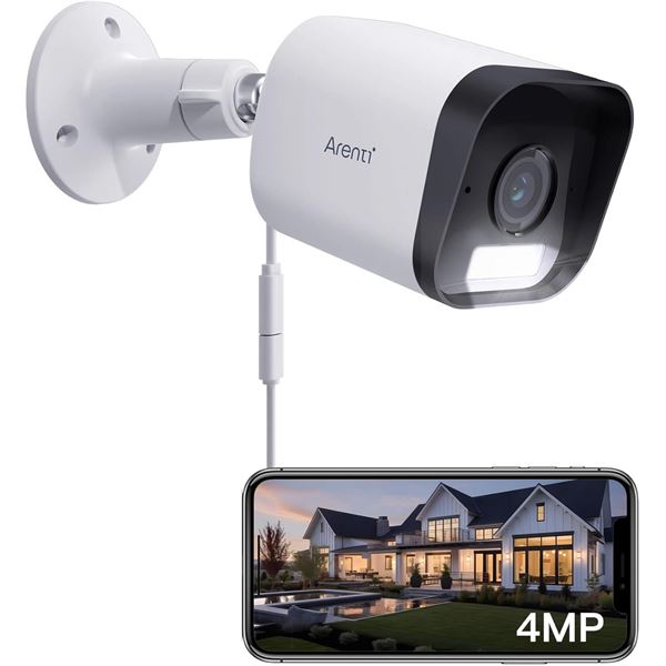 Arenti Outdoor Security Camera - Includes Two Way Audio, Colour Night Vision, Spotlight, Siren Alarm