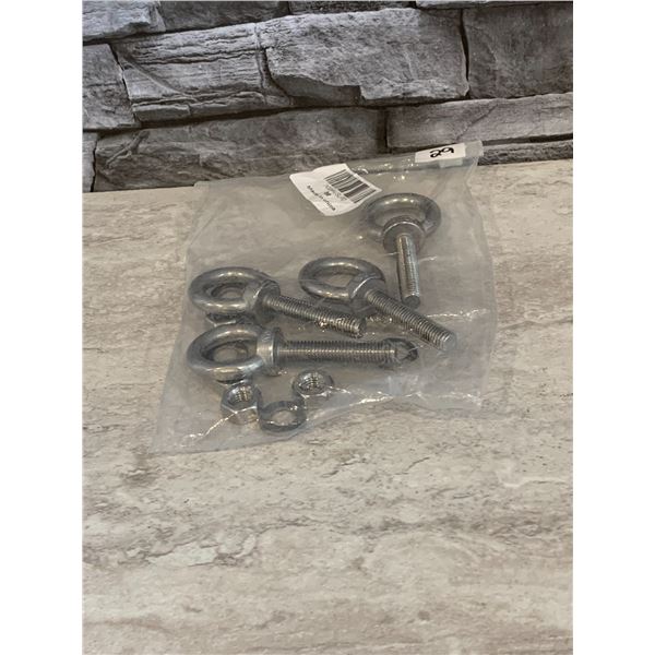 Threaded M10 Stainless Steel Eye Bolts - Includes Nuts & Bolts - 4 pack  Brand New