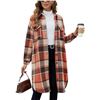 Image 1 : Long Coat for Women - Plaid Shacket - Size: 2XL - Orange - Brand New