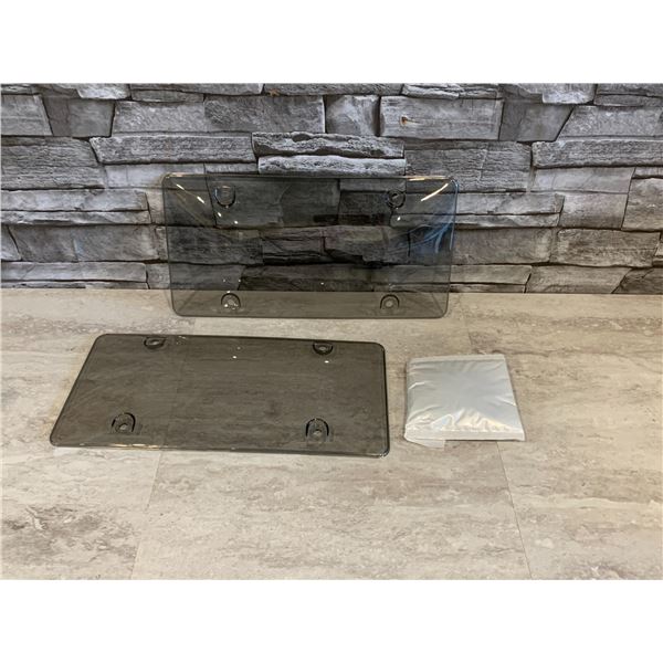 Lot of 2 - Acrylic License Plate Shields - Clear Smoked Design - 2 pcs per pack - Brand New