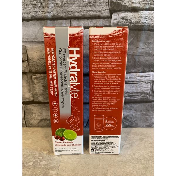 Lot of 2 Hydralyte Cherry Limeade 10 Doses Each