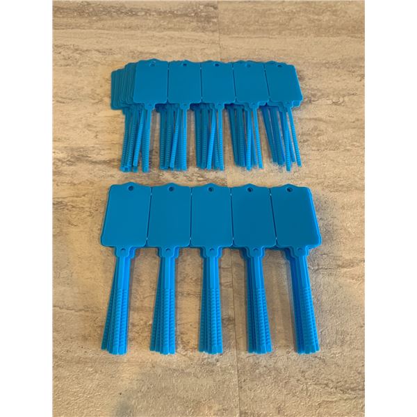 Reusable Blank Plastic Tie Key Tags Blue 100Pcs Brand New