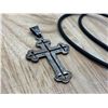 Image 4 : Large Mexico Sterling Cross With Leather Necklace - 12.1 grams sterling