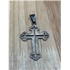 Image 7 : Large Mexico Sterling Cross With Leather Necklace - 12.1 grams sterling
