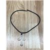 Image 8 : Large Mexico Sterling Cross With Leather Necklace - 12.1 grams sterling