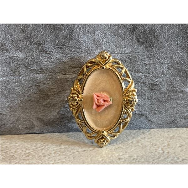Vintage 1920's Gold Tone Floral Brooch