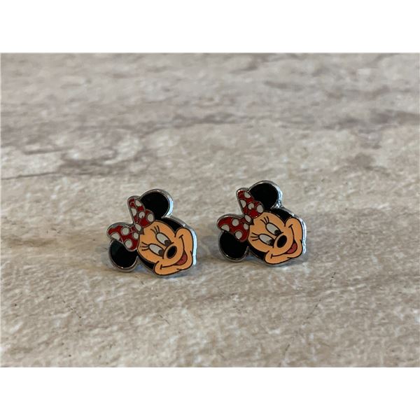 Minnie Mouse Stud Earrings With Enamel Finish