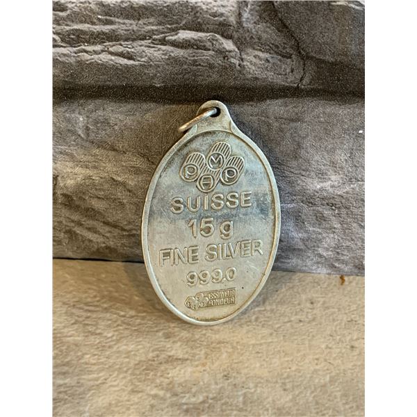 PAMP Suisse 15g Fine Silver Oval Bar/Pendant .999