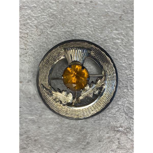 Antique Sterling Silver Scottish Thistle With Citrine - 10 grams