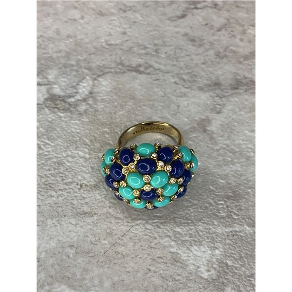 Stella & Dot  Gold Blue Cluster Statement Ring