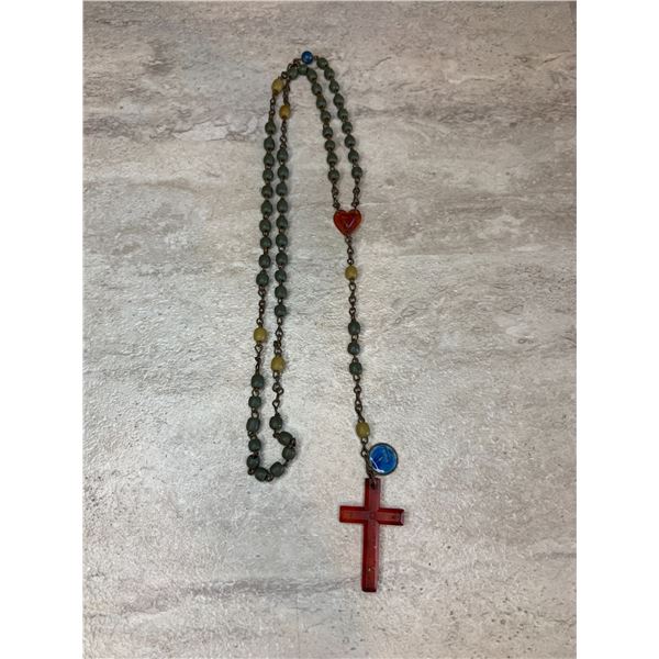 Antique Catholic Seed Rosary With Cross - Made in Ireland