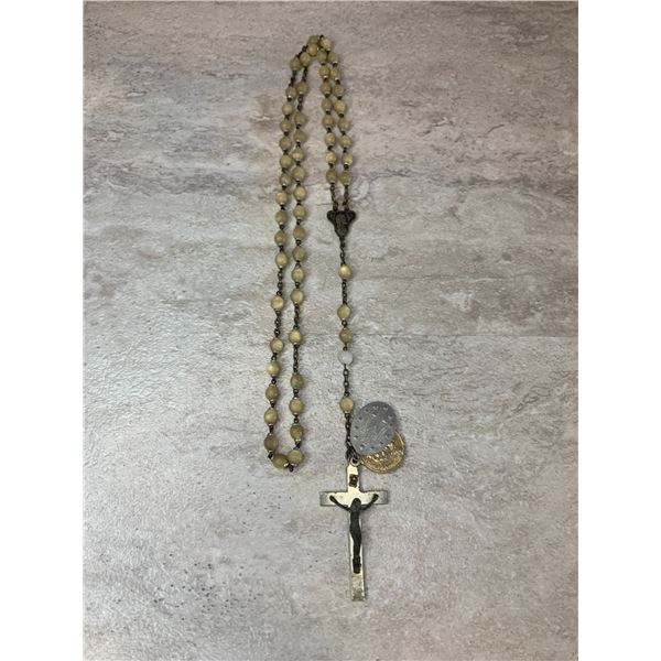 Antique Mother Of Pearl Rosary With Cross - Made in Italy