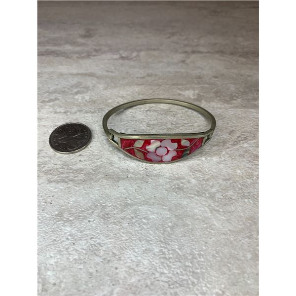 Small Mexican Red Enameled Hinging Bracelet