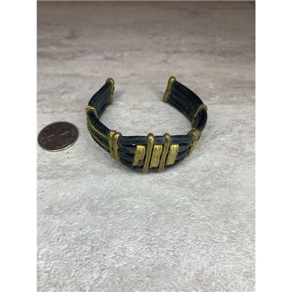 Vintage Leather & Brass Bracelet